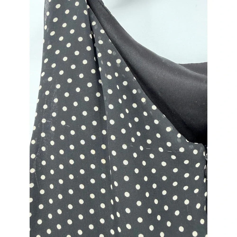 Betsey Johnson Fit and Flare Dress 2 Black EUC Polka Dot Retro Rockabilly Pinup